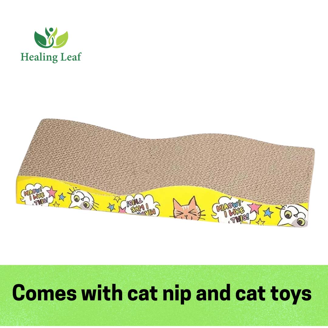 Healing Leaf 2-in-1 Cat Scratcher Toy | Ocean Shape Cardboard Scratching Pad