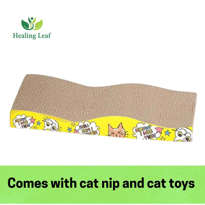 Healing Leaf 2-in-1 Cat Scratcher Toy | Ocean Shape Cardboard Scratching Pad