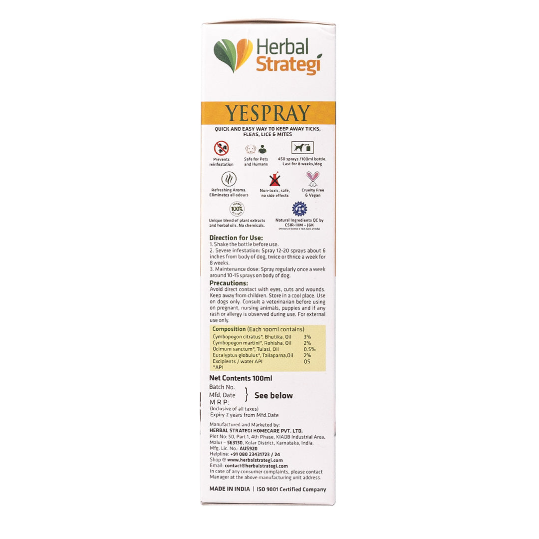Herbal Strategi Herbal Ticks, Fleas, Lice and Mites Spray for Dogs