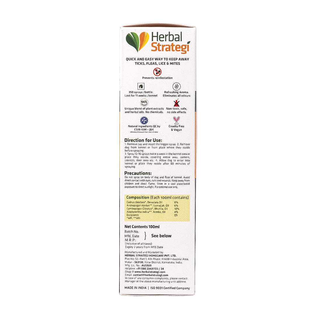 Herbal Strategi Herbal Ticks, Fleas, Lice, and Mites Spray for Kennel