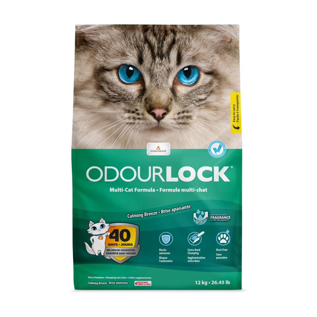 Intersand Odourlock Calming Breeze Cat Litter Moisture Activated Fragrance Block Ammonia Quick Absorption No Tracking  and Dust Free For All Breed 12 Kg