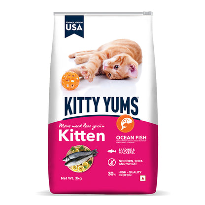Kitty Yums Kitten(1-12 Months) Dry Cat Food, Ocean Fish, 3kg