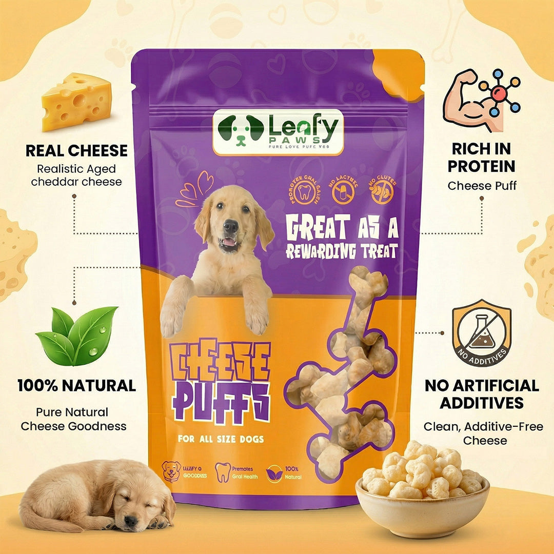 Leafy Paws Cheese Puffs - Cheddar Cheese