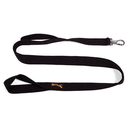 Let's Wag Double Handle Fabric Dog Leash - Black