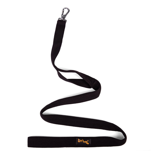 Let's Wag Double Handle Fabric Dog Leash - Black