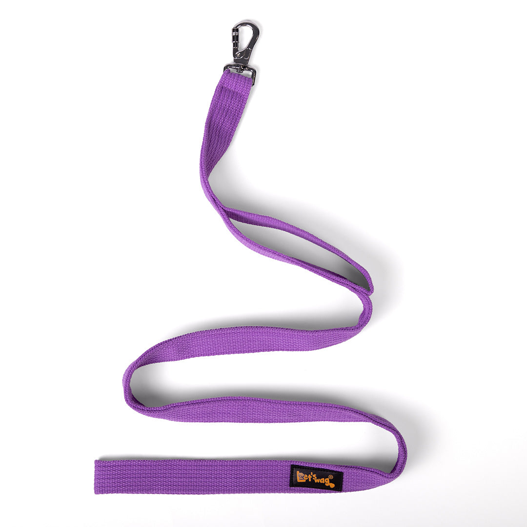 Let's Wag Double Handle Fabric Dog Leash - Purple