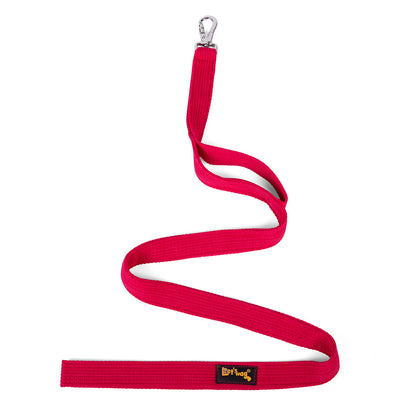 Let's Wag Double Handle Fabric Dog Leash - Red