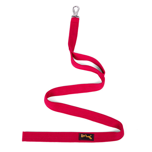 Let's Wag Double Handle Fabric Dog Leash - Red