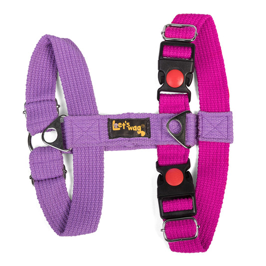 Let's Wag Training & Safety Design H - Harness - Pink & Purple