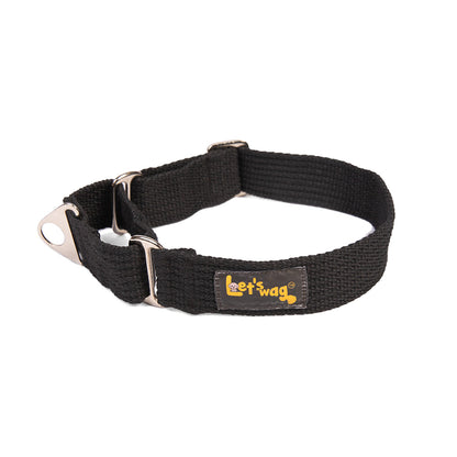 Let's Wag Martingale Fabric Dog Collar - Black