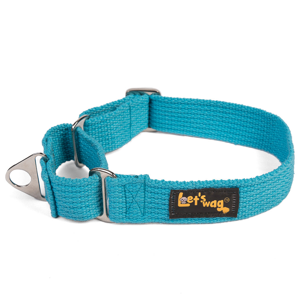 Let's Wag Martingale Fabric Dog Collar - Cobalt Blue