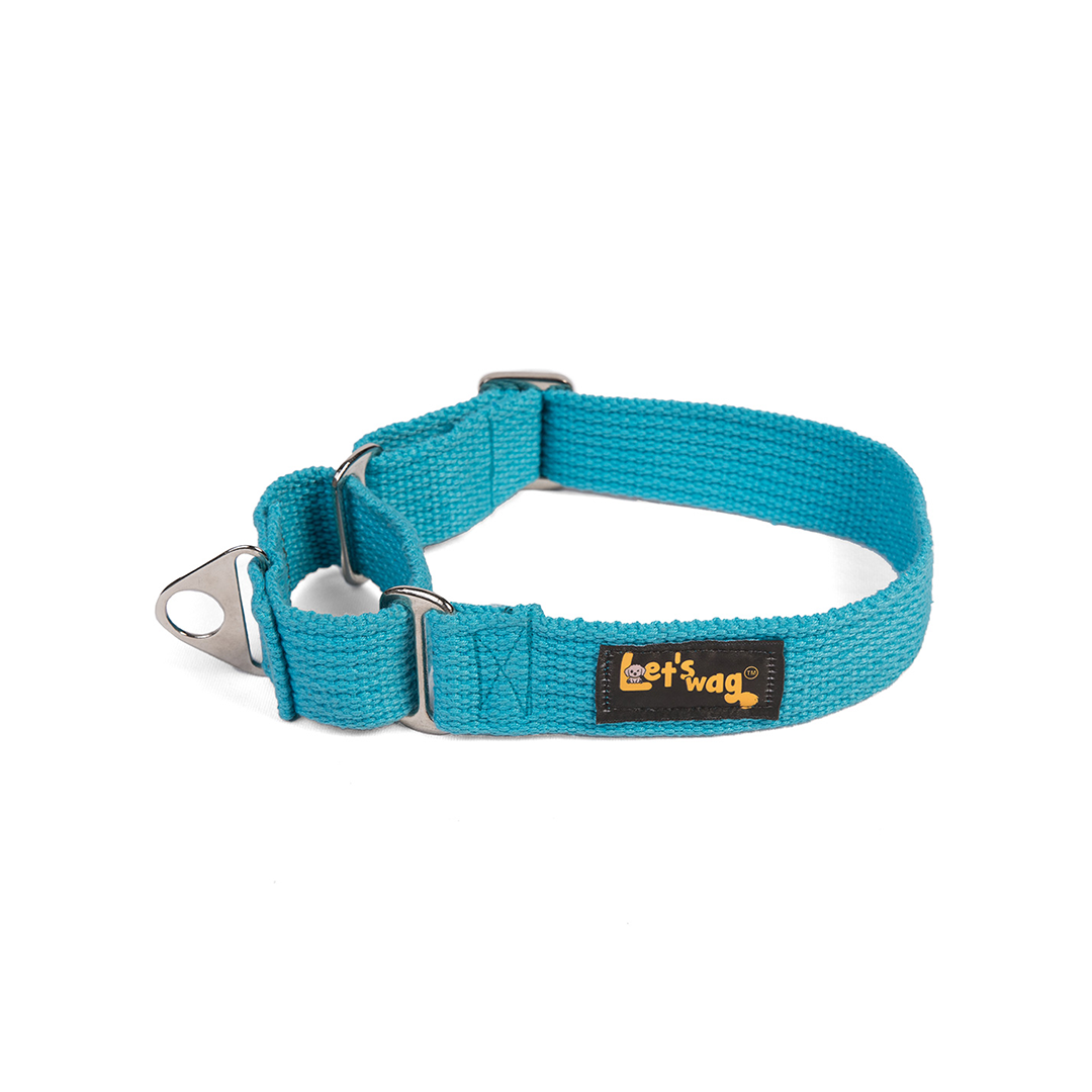 Let's Wag Martingale Fabric Dog Collar - Cobalt Blue