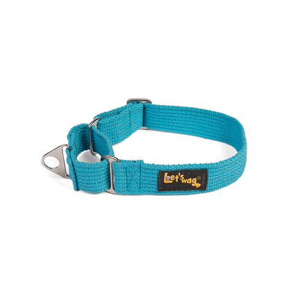 Let's Wag Martingale Fabric Dog Collar - Cobalt Blue