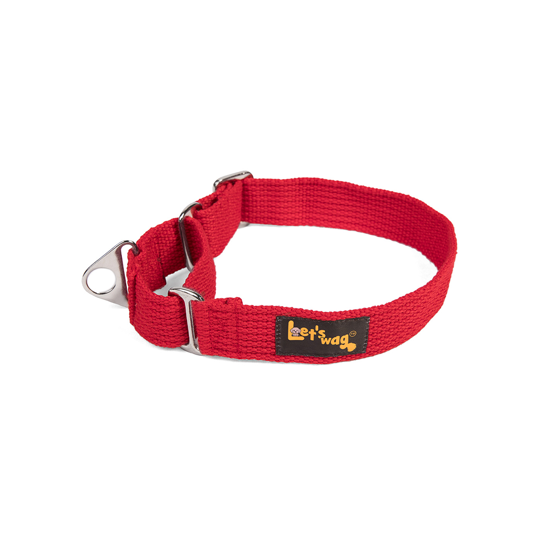 Let's Wag Martingale Fabric Dog Collar - Red