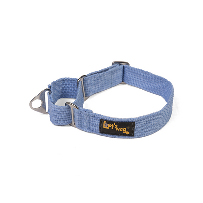 Let's Wag Martingale Fabric Dog Collar - Sky Blue