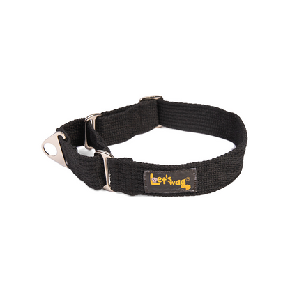 Let's Wag Martingale Fabric Dog Collar - Black