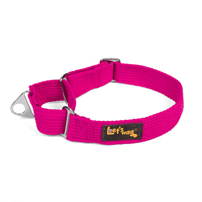 Let's Wag Martingale Fabric Dog Collar - Pink