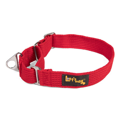 Let's Wag Martingale Fabric Dog Collar - Red