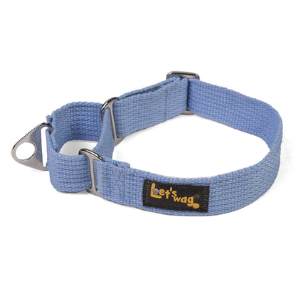 Let's Wag Martingale Fabric Dog Collar - Sky Blue