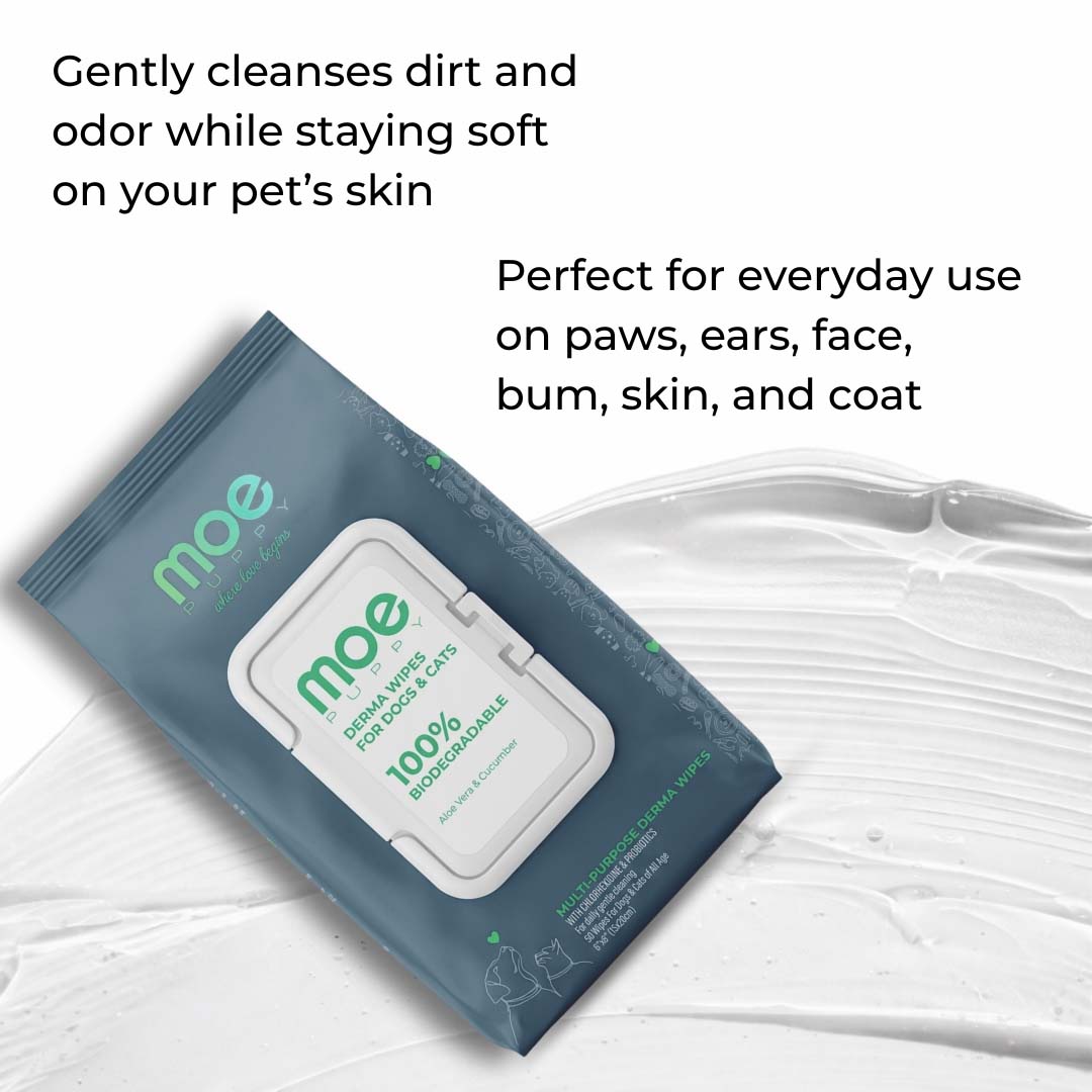 Moe Puppy Derma Wipes - For Dogs & Cats