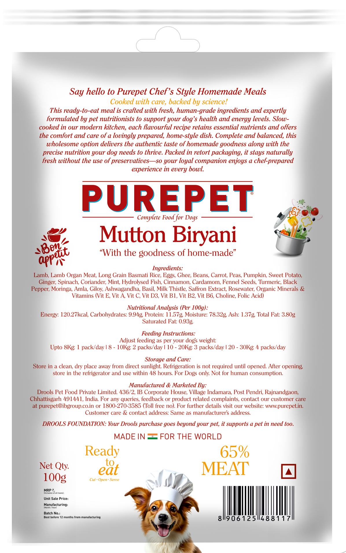 Purepet Fresh Wet Dog Food Day Meal Pack of 7 Biryanis