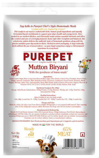Purepet Fresh Wet Dog Food Day Meal Pack of 7 Biryanis
