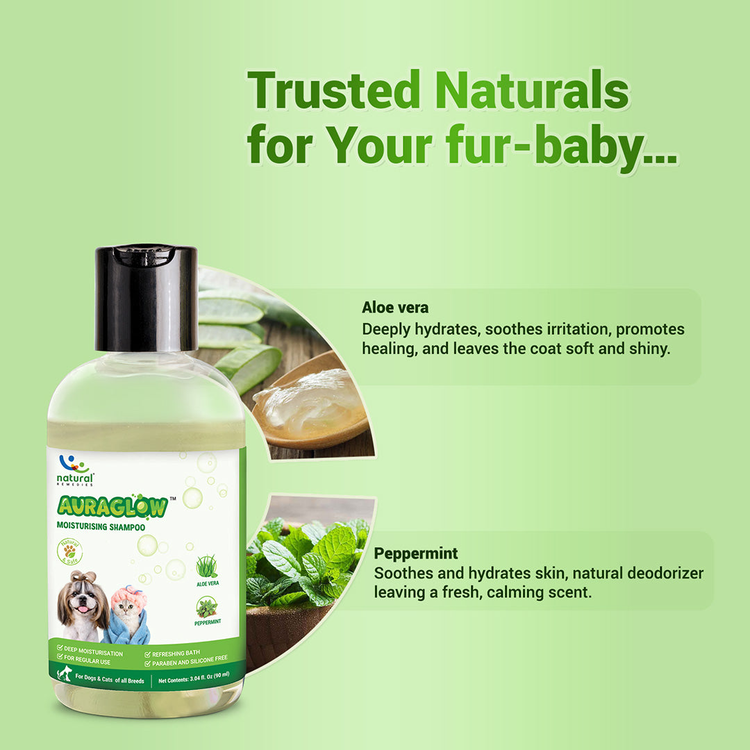 Pet natural remedies AURAGLOW MOISTURIZING SHAMPOO 90 ml