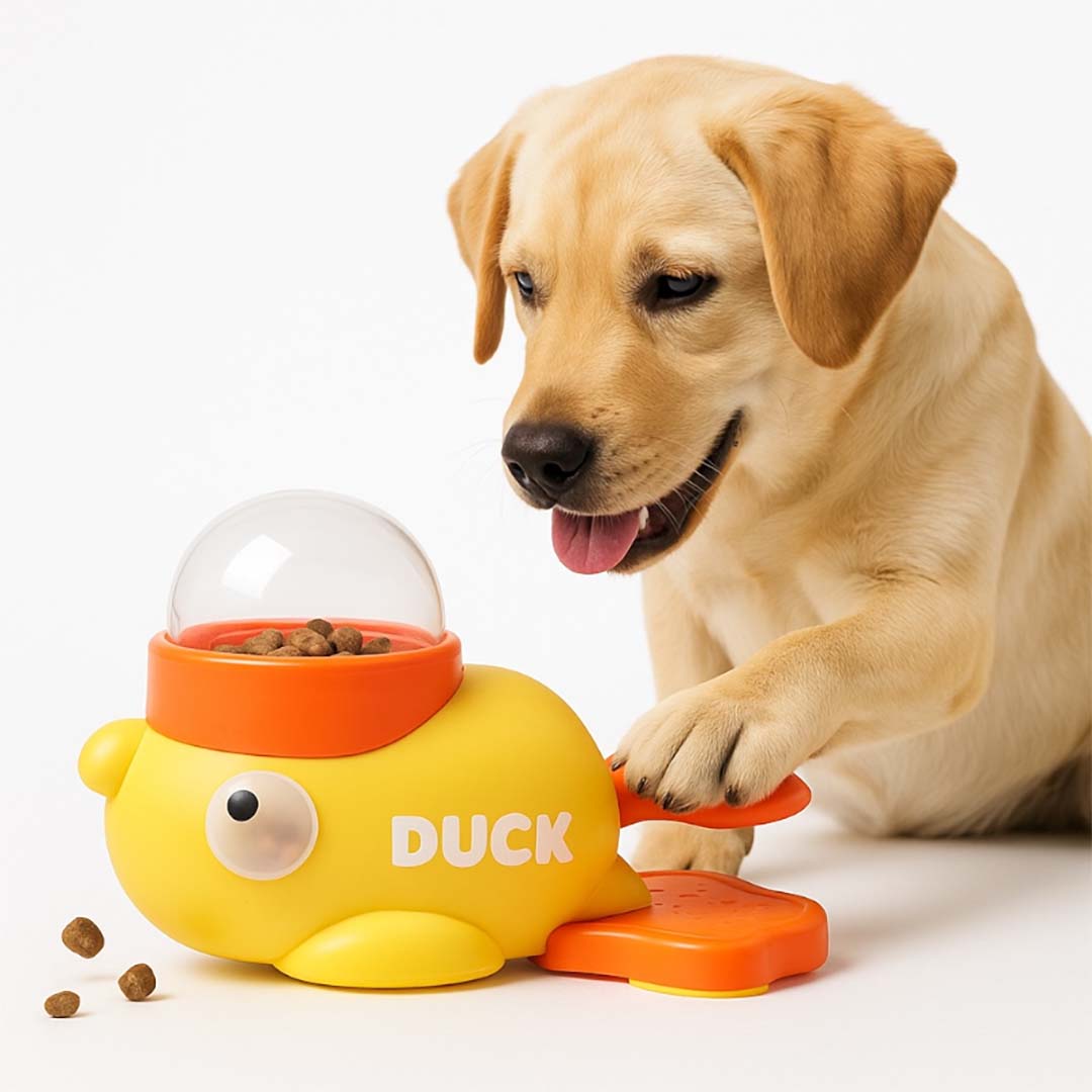 Talking Dog Club  OH DUCK! Treat Dispenser – Interactive Treat Machine for Cats & Dogs (3 Portion Cups Included)