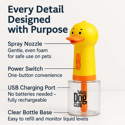 Talking Dog Club  Oh Duck Shampoo Dispenser Spray + Free Bath brush