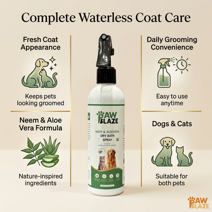 PawBlaze Neem & Aloevera Dry Bath(250Ml)