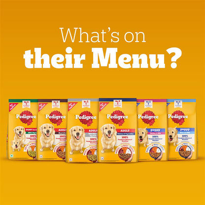 Pedigree Adult Dry Dog Food, Chicken & Vegetables, 1 kg, Contains 37 Essential Nutrients, 100% Complete & Balanced Food for Adult Dogs