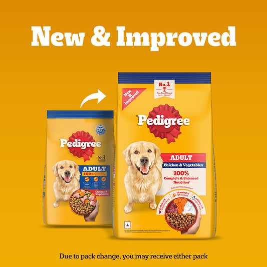 Pedigree Adult Dry Dog Food, Chicken & Vegetables, 2.8 kg, Contains 37 Essential Nutrients, 100% Complete & Balanced Food for Adult Dogs