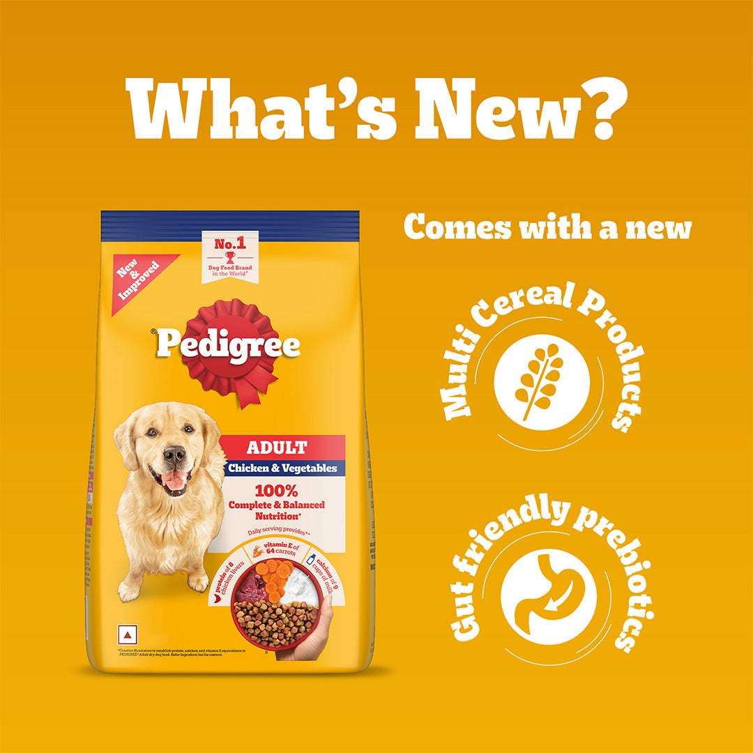 Pedigree Adult Dry Dog Food, Chicken & Vegetables, 2.8 kg, Contains 37 Essential Nutrients, 100% Complete & Balanced Food for Adult Dogs