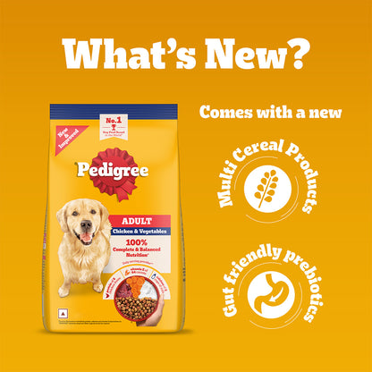 Pedigree Adult Dry Dog Food, Chicken & Vegetables, 2.8 kg, Contains 37 Essential Nutrients, 100% Complete & Balanced Food for Adult Dogs