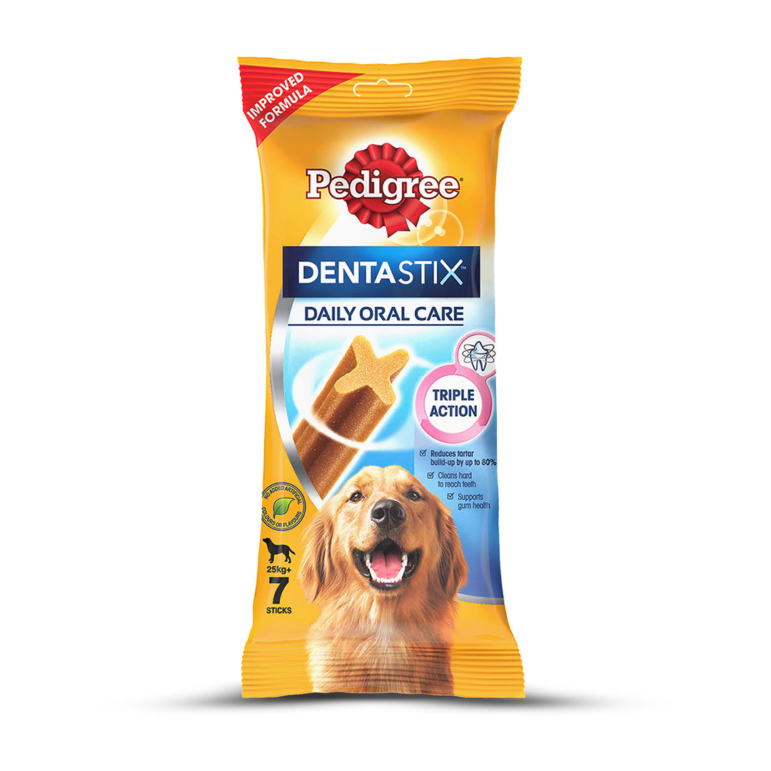 Pedigree Dentastix Large Breed (25 kg+) Oral Care Dog Treat, 270g Weekly Pack (7 Chew Sticks)