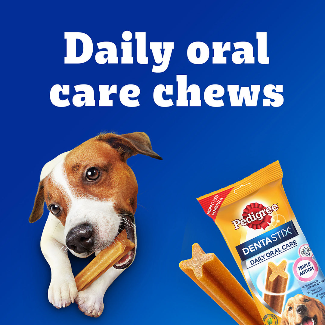 Pedigree Dentastix Large Breed (25 kg+) Oral Care Dog Treat, 270g Weekly Pack (7 Chew Sticks)