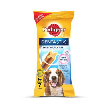 Pedigree Dentastix Oral Care Dog Treat, Adult Medium Breed (10-25 kg), 180 g, Recommended by Vets, Supports Gum Health, Reduces Risk of Gum diseases