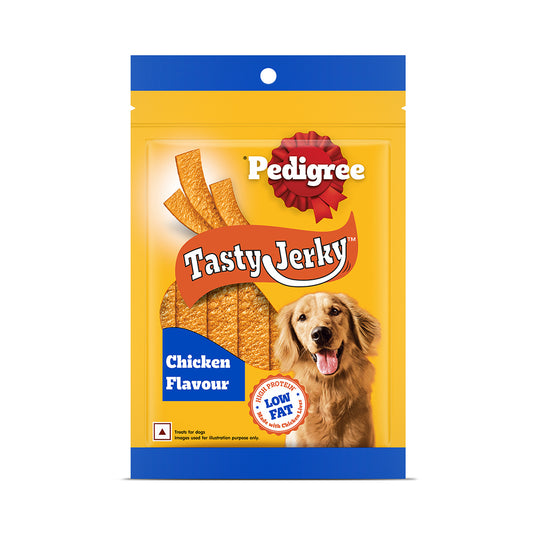 Pedigree Tasty Jerky Dog Treat, Chicken Flavour, 70g Jerky-style Treats for Bonding, Low-fat and High-protein* Dog Treat
