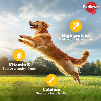 Pedigree Tasty Jerky Dog Treat, Grilled Liver Flavour, 70 g, Jerky-style Treats for Bonding, Low-fat and High-protein* Dog Treats