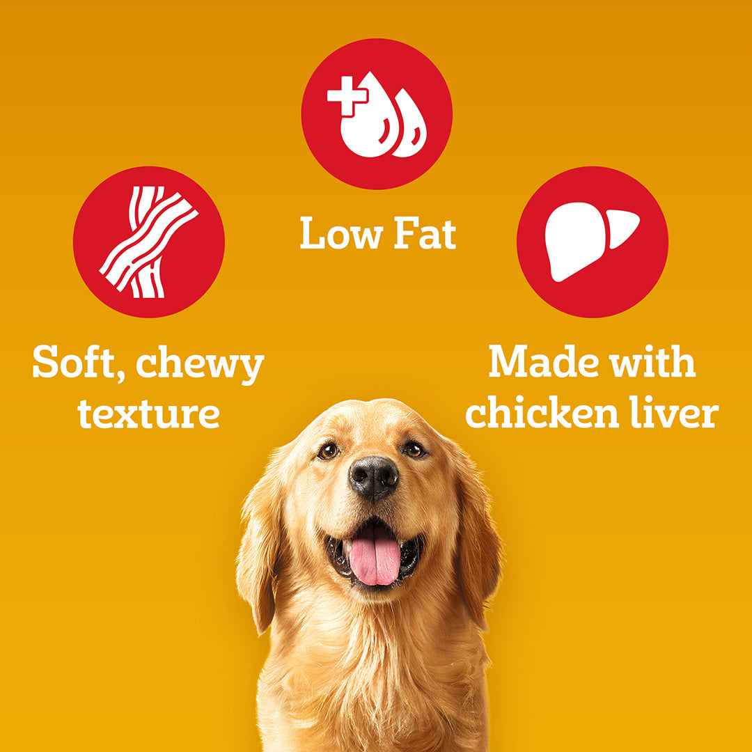 Pedigree Tasty Jerky Dog Treat, Grilled Liver Flavour, 70 g, Jerky-style Treats for Bonding, Low-fat and High-protein* Dog Treats