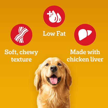 Pedigree Tasty Jerky Dog Treat, Grilled Liver Flavour, 70 g, Jerky-style Treats for Bonding, Low-fat and High-protein* Dog Treats
