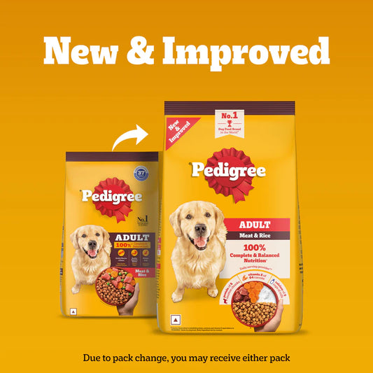 Pedigree Adult Dry Dog Food Food, Meat & Rice, 2.8kg Pack