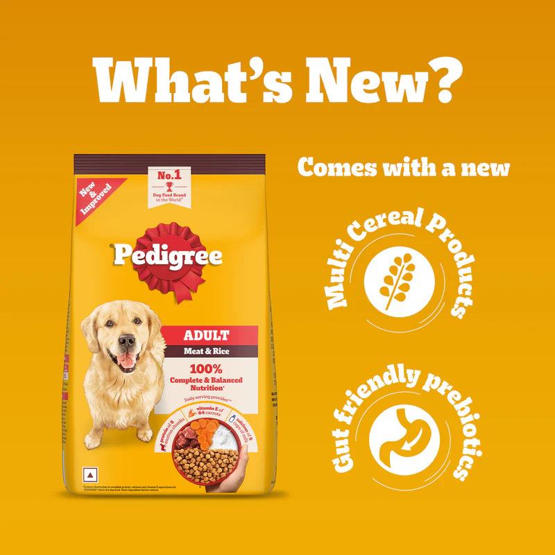 Pedigree Adult Dry Dog Food Food, Meat & Rice, 2.8kg Pack
