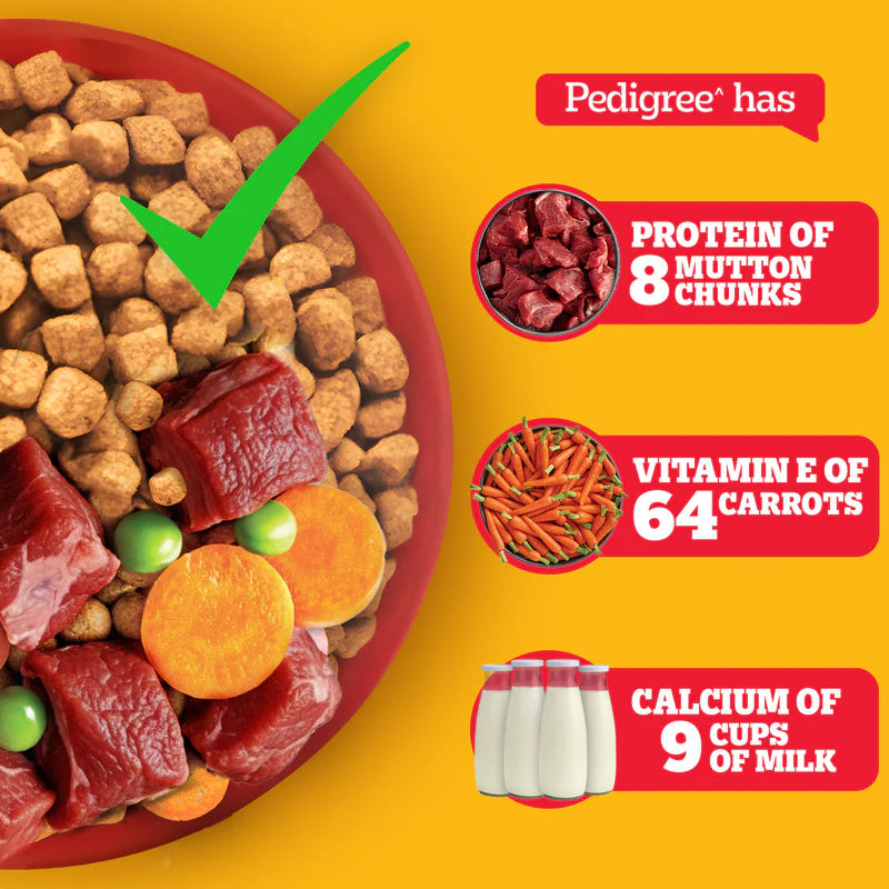 Pedigree Adult Dry Dog Food Food, Meat & Rice, 2.8kg Pack