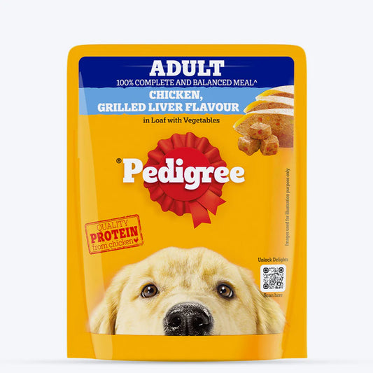 Pedigree Adult Wet Dog Food, Chicken Grilled Liver Flavour in Loaf with Vegetables, 70 g, Supports Healthy Immune System, Complete & Balanced Nutrition for Adult Dogs