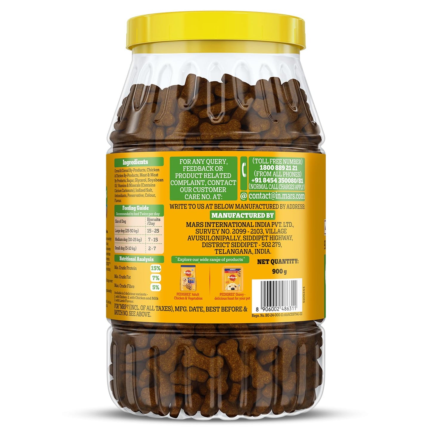 Pedigree Biscrok (Above 4 Months) Dog Biscuits, Chicken Flavour, 900 g, No. 1 Dog Trainer’s Preferred Brand In India