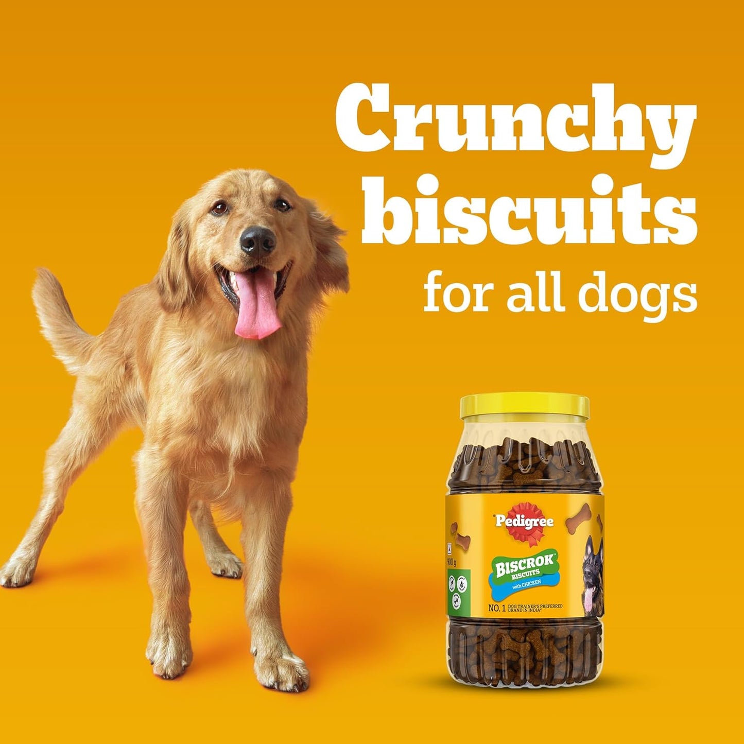 Pedigree Biscrok (Above 4 Months) Dog Biscuits, Chicken Flavour, 900 g, No. 1 Dog Trainer’s Preferred Brand In India