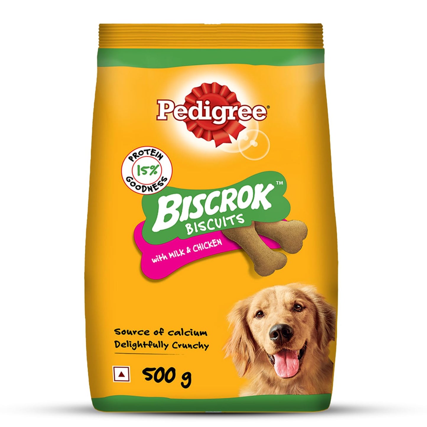 Pedigree Biscrok Biscuits Dog Treat (Above 4 Months), Milk and Chicken Flavor, 500g Pack