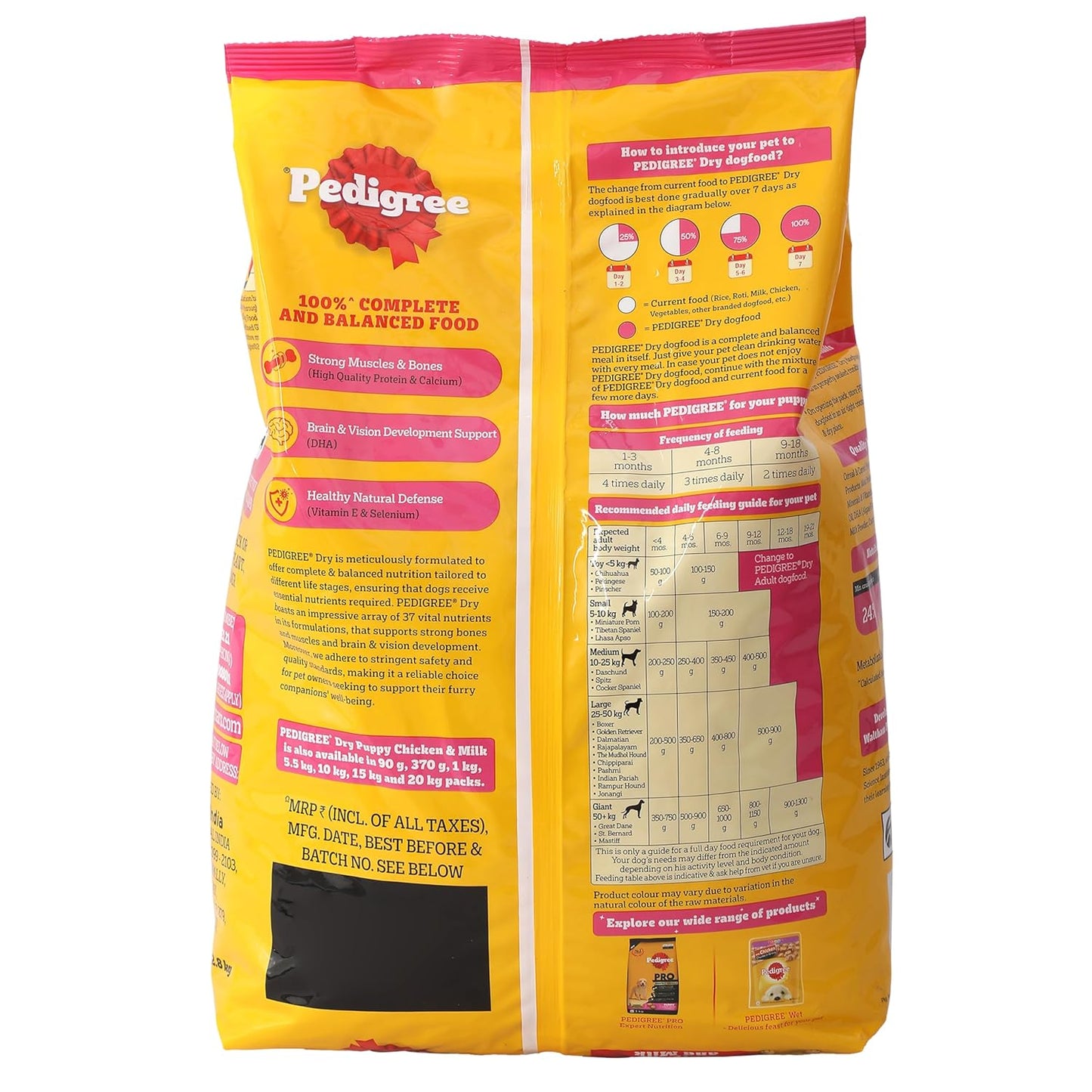 Pedigree Puppy Dry Dog Food, Chicken & Milk, 2.8 kg, Contains 37 Essential Nutrients, 100% Complete & Balanced Food for Puppies