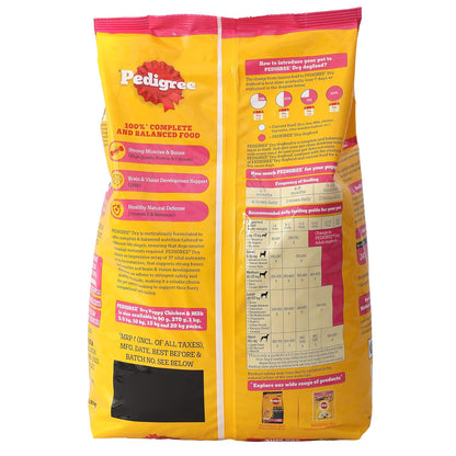 Pedigree Puppy Dry Dog Food, Chicken & Milk, 2.8 kg, Contains 37 Essential Nutrients, 100% Complete & Balanced Food for Puppies